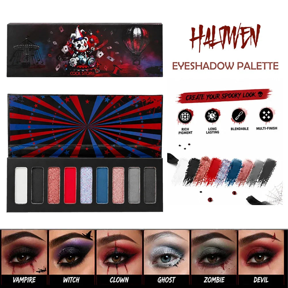 Paleta de Sombras de Ojos de 9 Colores con Brillo Metálico y Purpurina