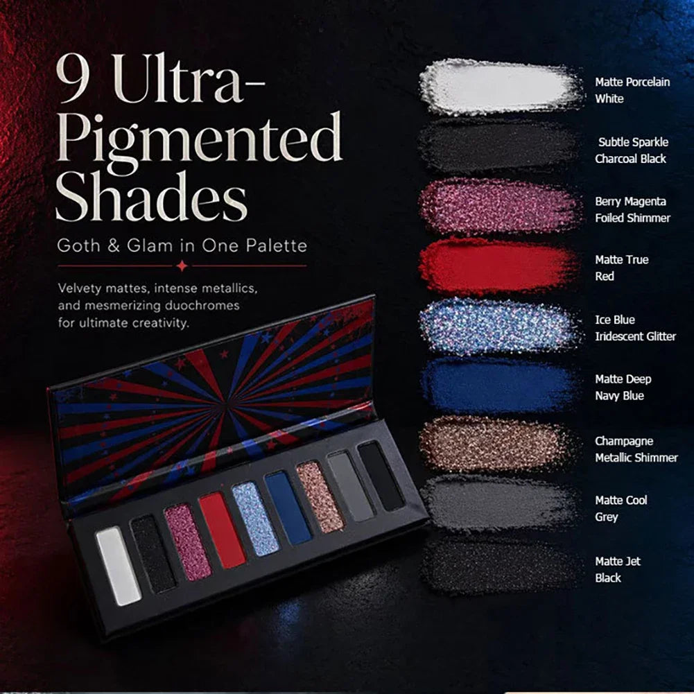 Paleta de Sombras de Ojos de 9 Colores con Brillo Metálico y Purpurina
