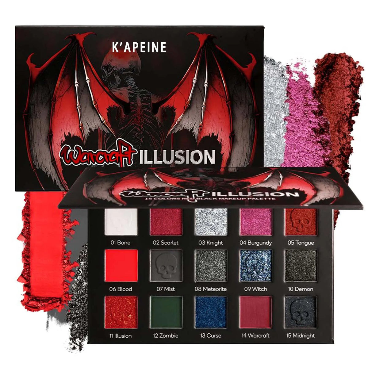 Paleta de Sombras de Ojos de 15 Colores y Lápiz Labial Negro