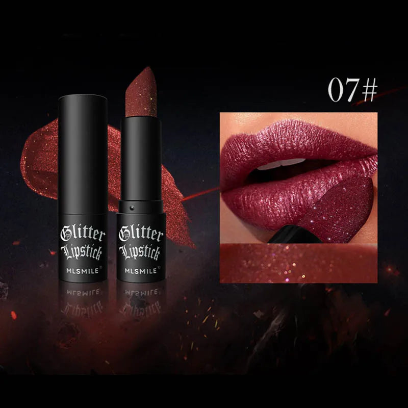 Lápiz labial con purpurina de 7 colores