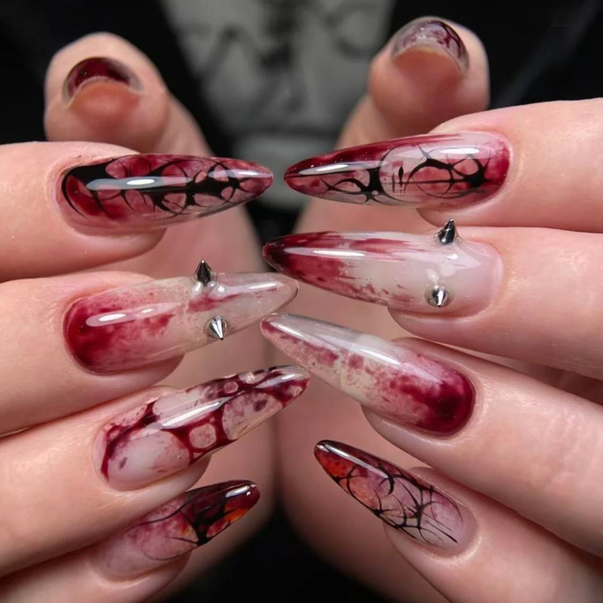24 Uds. de Uñas Postizas Góticas de Halloween