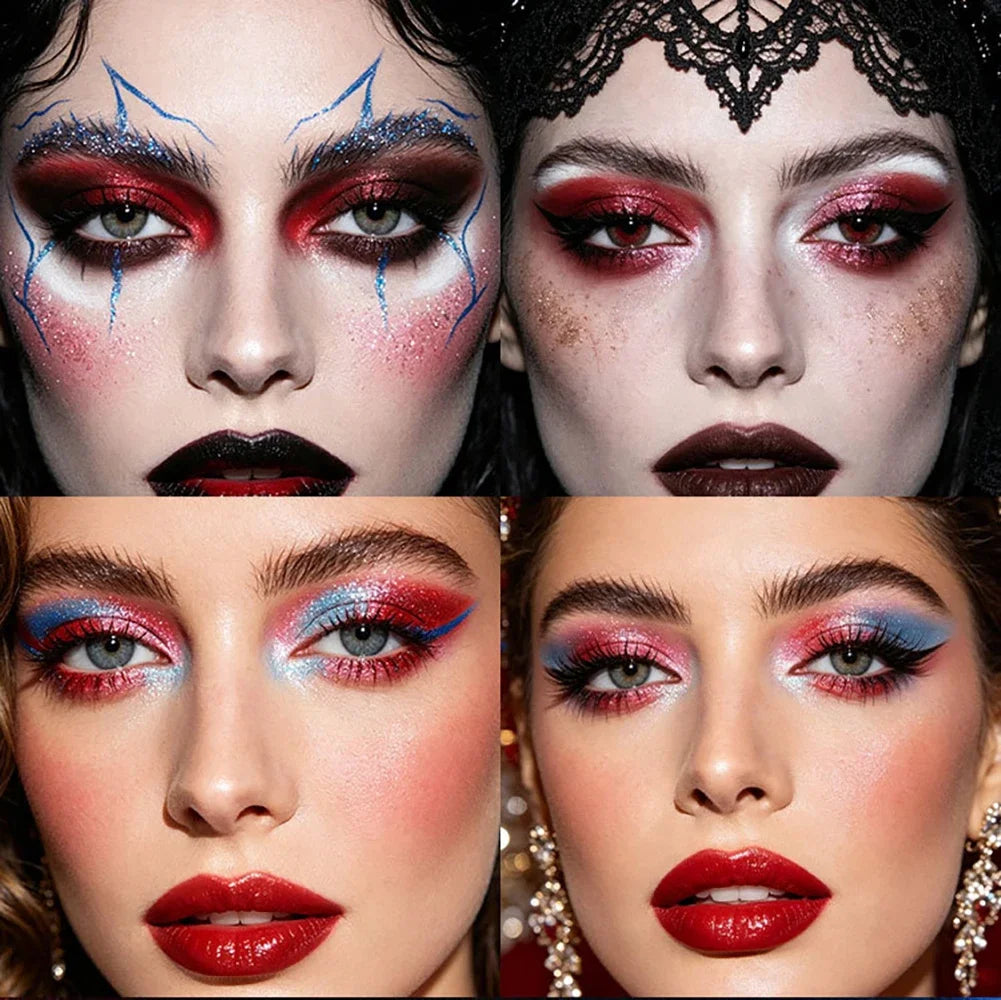 Paleta de Sombras de Ojos de 9 Colores con Brillo Metálico y Purpurina