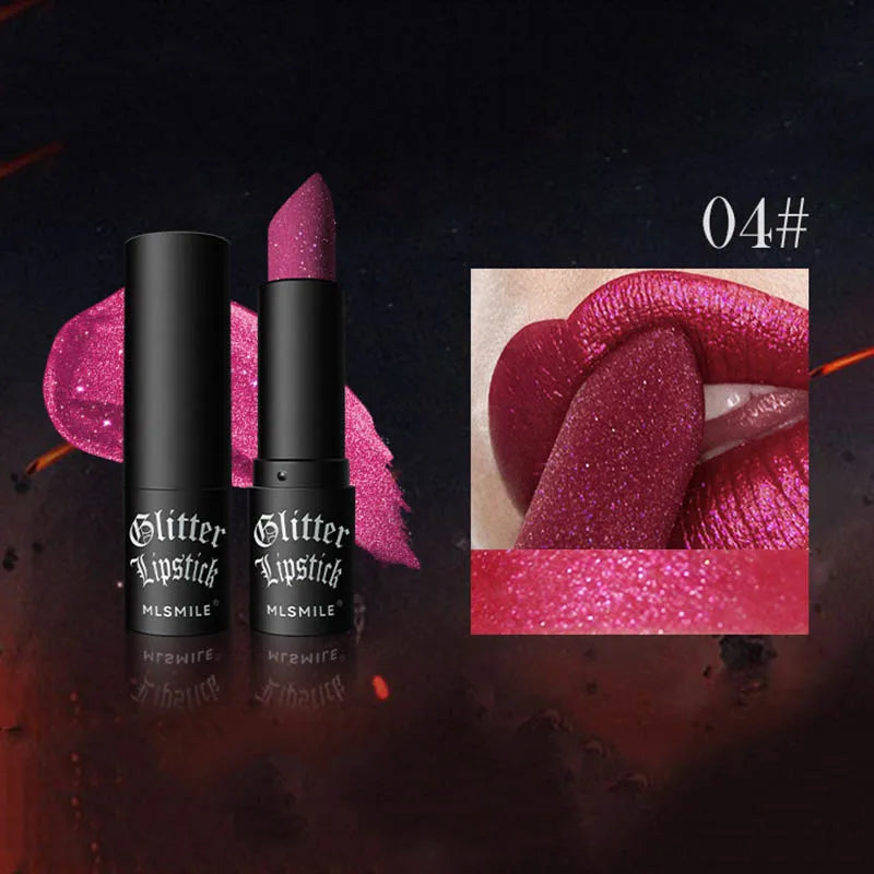 Lápiz labial con purpurina de 7 colores