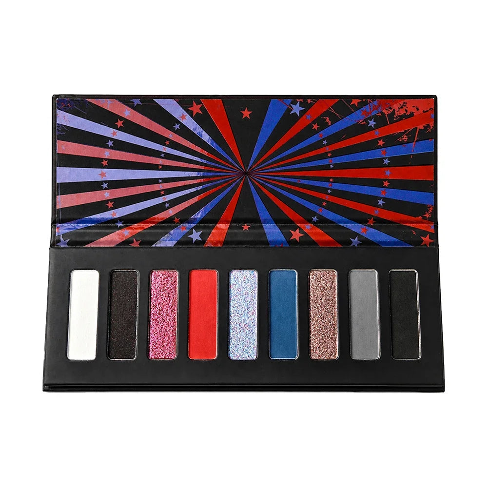 Paleta de Sombras de Ojos de 9 Colores con Brillo Metálico y Purpurina