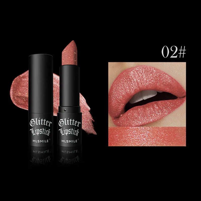 Lápiz labial con purpurina de 7 colores