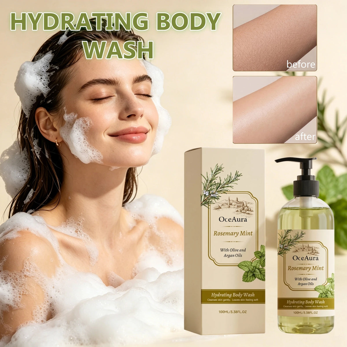Gel de Ducha Hidratante Natural con Romero y Menta